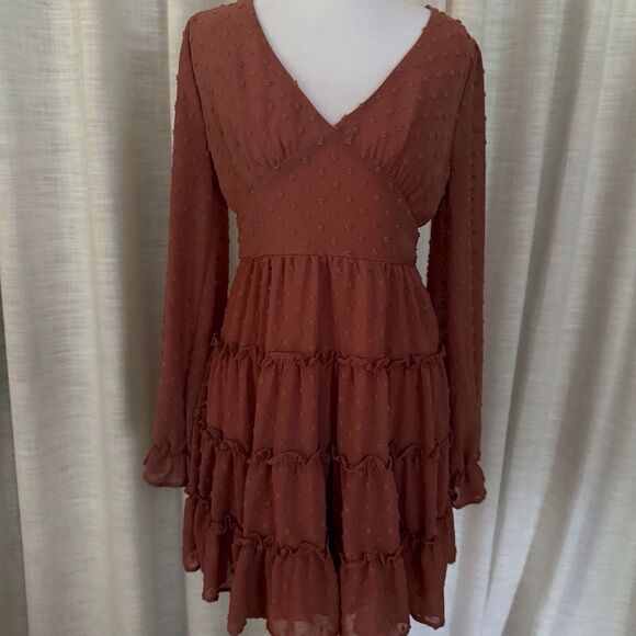 Altard State Dress Womens Small Rose Swiss Dot Cottage Ruffle Zip Up Flowy Gauzy - Picture 1 of 14